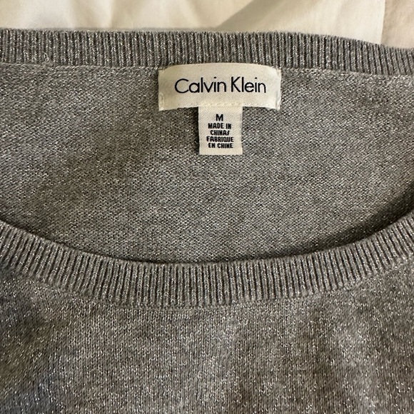 Calvin Klein lightweight sweater. Sparkly silver gray. - Picture 6 of 7